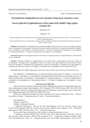РОД EUPHORBIA (EUPHORBIACEAE) ЮГА СРЕДНЕГО ПОВОЛЖЬЯ: КОНСПЕКТ, КЛЮЧ