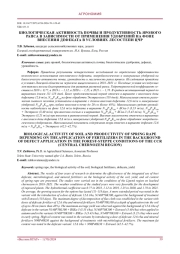 БИОЛОГИЧЕСКАЯ АКТИВНОСТЬ ПОЧВЫ И ПРОДУКТИВНОСТЬ ЯРОВОГО  РАПСА В ЗАВИСИМОСТИ ОТ ПРИМЕНЕНИЯ УДОБРЕНИЙ НА ФОНЕ  ВНЕСЕНИЯ ДЕФЕКАТА В УСЛОВИЯХ ЛЕСОСТЕПИ ЦЧР