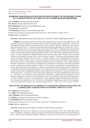 ВЛИЯНИЕ БИОПРЕПАРАТОВ И ПРОДОЛЖИТЕЛЬНОСТИ ХРАНЕНИЯ СЕМЯН НА ЛАБОРАТОРНУЮ ВСХОЖЕСТЬ РАСТЕНИЙ ЯРОВОЙ ПШЕНИЦЫ