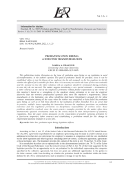 PROBATION UPON HIRING: A NEED FOR TRANSFORMATION