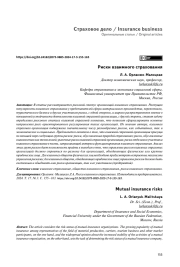 РИСКИ ВЗАИМНОГО СТРАХОВАНИЯ