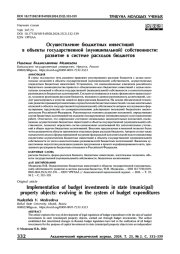 Осуществление бюджетных инвестиций в объекты государственной (муниципальной) собственности: развитие в системе расходов бюджетов