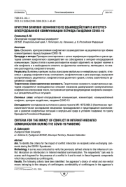 Критерии влияния конфликтного взаимодействия в интернет-опосредованной коммуникации периода пандемии COVID-19