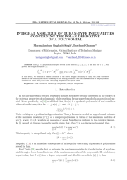 INTEGRAL ANALOGUE OF TURÁN-TYPE INEQUALITIES CONCERNING THE POLAR DERIVATIVE OF A POLYNOMIAL