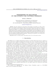 PROPERTIES OF SOLUTIONS IN THE DUBINS CAR CONTROL PROBLEM