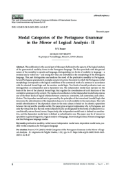 МОДАЛЬНЫЕ КАТЕГОРИИ ПОРТУГАЛЬСКОЙ ГРАММАТИКИ В ЗЕРКАЛЕ ЛОГИЧЕСКОГО АНАЛИЗА - II