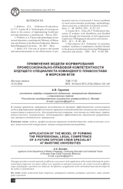 ПРИМЕНЕНИЕ МОДЕЛИ ФОРМИРОВАНИЯ ПРОФЕССИОНАЛЬНО-ПРАВОВОЙ КОМПЕТЕНТНОСТИ БУДУЩЕГО СПЕЦИАЛИСТА КОМАНДНОГО ПЛАВСОСТАВА В МОРСКОМ ВУЗЕ