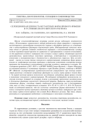Селекционная ценность мутантных форм ярового ячменя в условиях Волго-Вятского региона