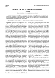 SPORT IN THE USA AS A SOCIAL PHENOMENON