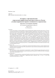 К вопросу о противодействии современной профессиональной преступности в России уголовно-правовыми мерами: возможности и перспективы