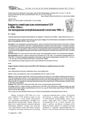 БЮДЖЕТЫ СЕМЕЙ КРЕСТЬЯН-КОЛХОЗНИКОВ СССР В 1958-1964 ГГ. (ПО МАТЕРИАЛАМ НЕОПУБЛИКОВАННОЙ СТАТИСТИКИ 1965 Г.)