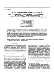 РОЛЬ LIM-КИНАЗЫ 1 В ПРОЦЕССАХ ПАМЯТИ