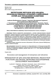 ИНТЕГРАЦИЯ МЕТОДОВ QFD-АНАЛИЗА, ПРОИЗВОДСТВЕННЫХ ФУНКЦИЙ И НЕЙРОННЫХ СЕТЕЙ ДЛЯ УПРАВЛЕНИЯ РАЗВИТИЕМ ПРЕДПРИЯТИЙ