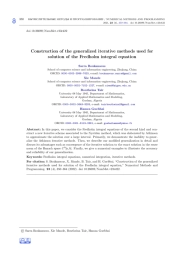 CONSTRUCTION OF THE GENERALIZED ITERATIVE METHODS USED FOR SOLUTION OF THE FREDHOLM INTEGRAL EQUATION