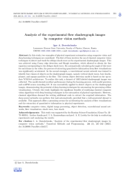 ANALYSIS OF THE EXPERIMENTAL FLOW SHADOWGRAPH IMAGES BY COMPUTER VISION METHODS